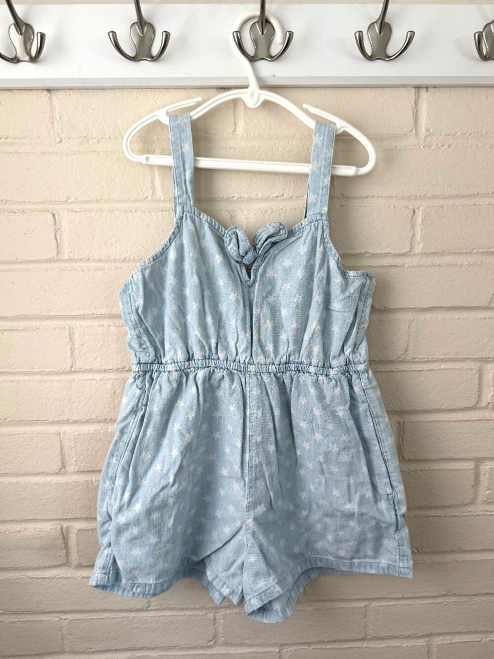 Old Navy | Girls Jeanlike Romper | Stars | Large 10-12